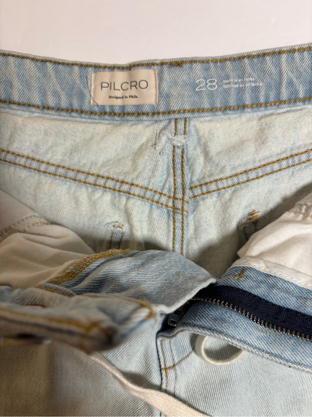 Pilcro Light Blue Boyfriend Denim Bermuda Shorts with Drawstring - Picture 4 of 8